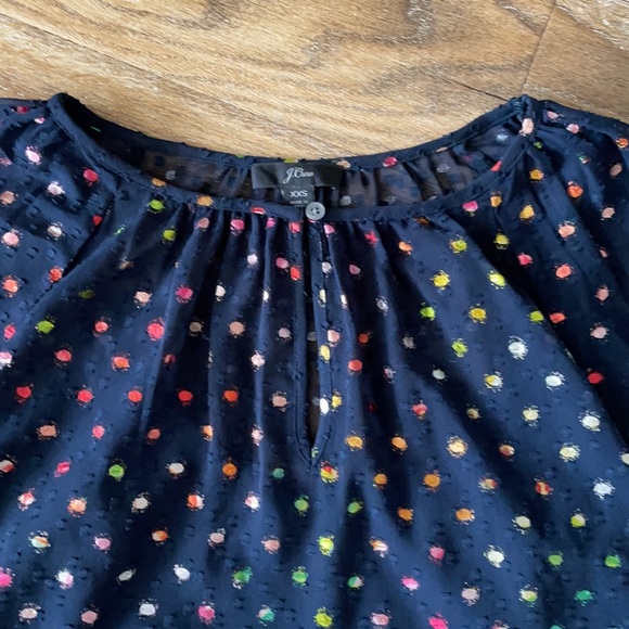 J Crew Pullover Blouse in Rainbow Clip Dot Chiffon - Picture 2 of 13